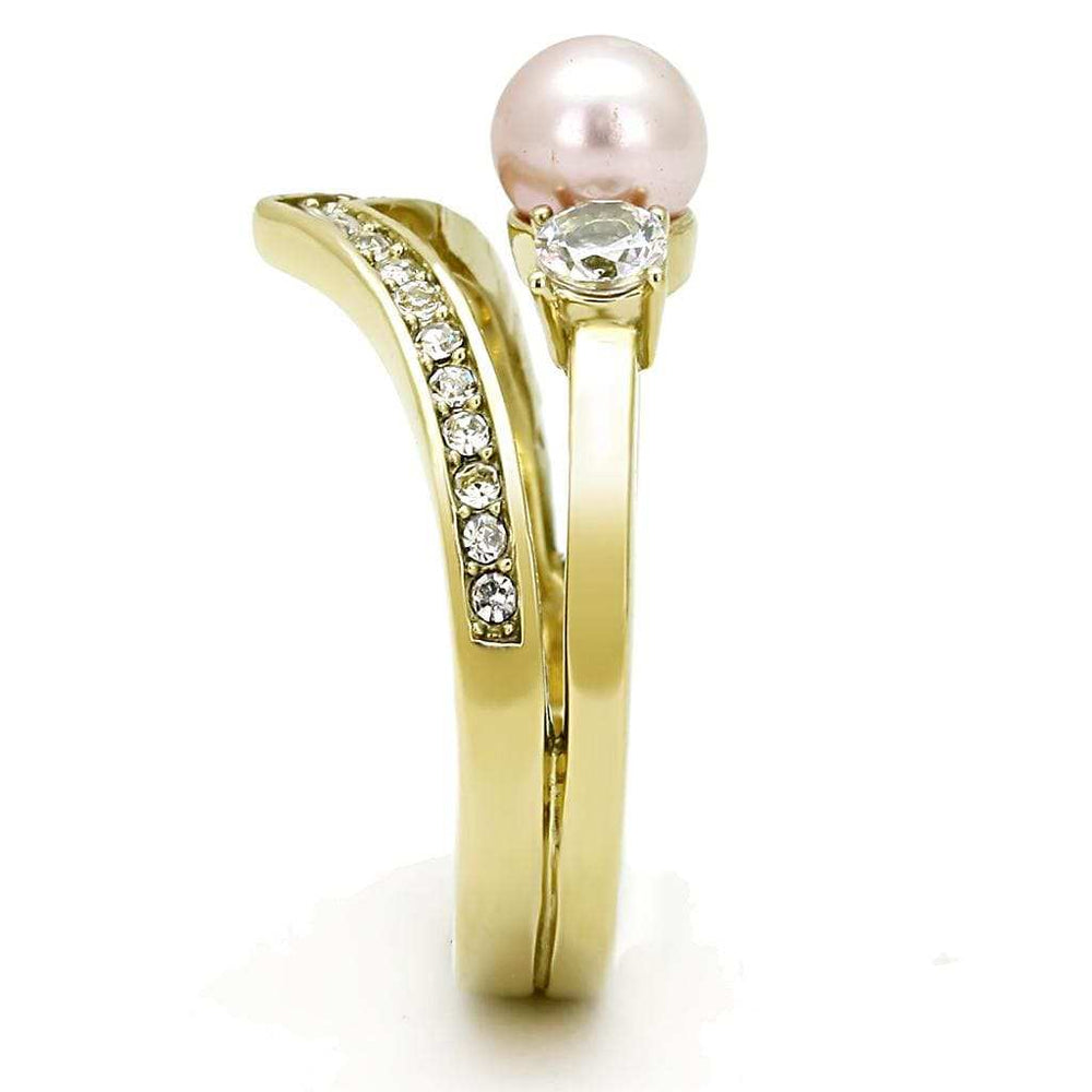 TK3126 - IP Gold(Ion Plating) Stainless Steel Ring with Synthetic Pearl in Rose - Alamode - Flyclothing LLC