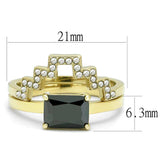 TK3127 - IP Gold(Ion Plating) Stainless Steel Ring with AAA Grade CZ in Black Diamond - Alamode - Flyclothing LLC