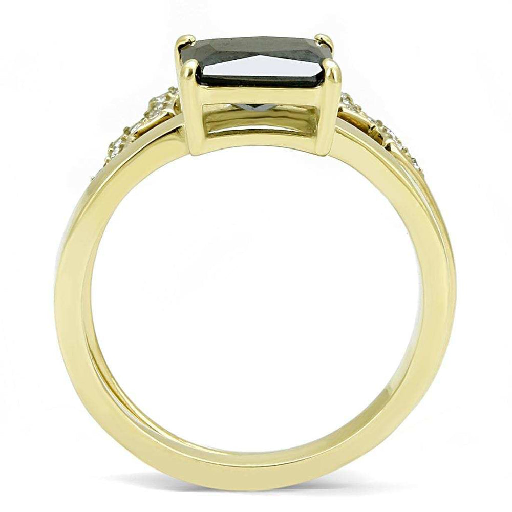 TK3127 - IP Gold(Ion Plating) Stainless Steel Ring with AAA Grade CZ in Black Diamond - Alamode - Flyclothing LLC