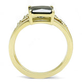 TK3127 - IP Gold(Ion Plating) Stainless Steel Ring with AAA Grade CZ in Black Diamond - Alamode - Flyclothing LLC