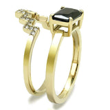 TK3127 - IP Gold(Ion Plating) Stainless Steel Ring with AAA Grade CZ in Black Diamond - Alamode - Flyclothing LLC