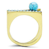 TK3130 - IP Gold(Ion Plating) Stainless Steel Ring with Synthetic Turquoise in Turquoise - Alamode - Flyclothing LLC