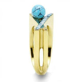 TK3130 - IP Gold(Ion Plating) Stainless Steel Ring with Synthetic Turquoise in Turquoise - Alamode - Flyclothing LLC