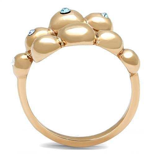TK3131 - IP Rose Gold(Ion Plating) Stainless Steel Ring with Top Grade Crystal in Sea Blue - Alamode - Flyclothing LLC