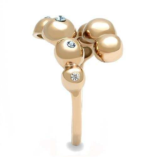 TK3131 - IP Rose Gold(Ion Plating) Stainless Steel Ring with Top Grade Crystal in Sea Blue - Alamode - Flyclothing LLC