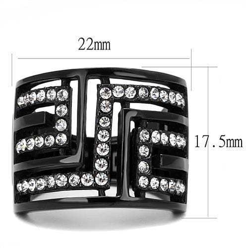TK3134 - IP Light Black (IP Gun) Stainless Steel Ring with Top Grade Crystal in Clear - Alamode - Flyclothing LLC