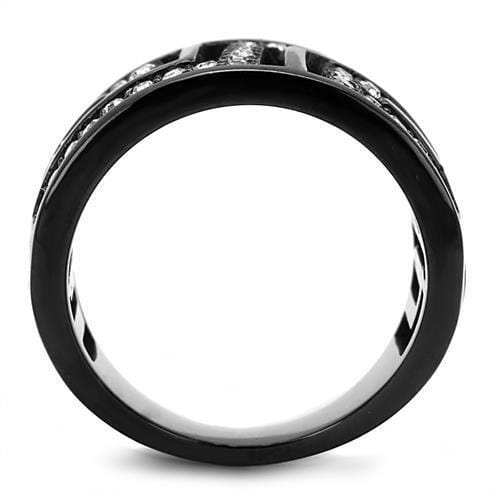 TK3134 - IP Light Black (IP Gun) Stainless Steel Ring with Top Grade Crystal in Clear - Alamode - Flyclothing LLC