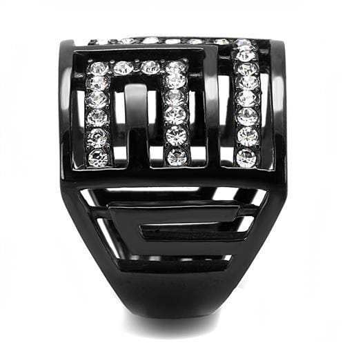 TK3134 - IP Light Black (IP Gun) Stainless Steel Ring with Top Grade Crystal in Clear - Alamode - Flyclothing LLC