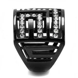 TK3134 - IP Light Black (IP Gun) Stainless Steel Ring with Top Grade Crystal in Clear - Alamode - Flyclothing LLC
