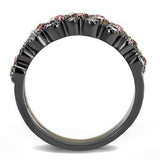 TK3136 - IP Light Black & IP Light coffee Stainless Steel Ring with Top Grade Crystal in Multi Color - Alamode - Flyclothing LLC
