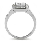 TK3137 - High polished (no plating) Stainless Steel Ring with AAA Grade CZ in Clear - Alamode - Flyclothing LLC