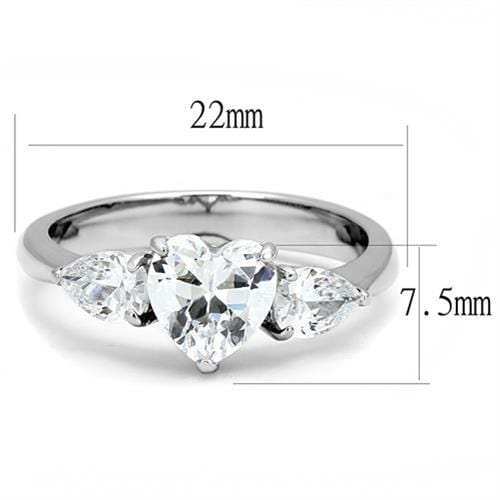 TK3138 - High polished (no plating) Stainless Steel Ring with AAA Grade CZ in Clear - Alamode - Flyclothing LLC