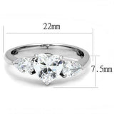 TK3138 - High polished (no plating) Stainless Steel Ring with AAA Grade CZ in Clear - Alamode - Flyclothing LLC