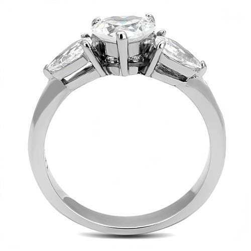 TK3138 - High polished (no plating) Stainless Steel Ring with AAA Grade CZ in Clear - Alamode - Flyclothing LLC
