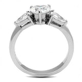 TK3138 - High polished (no plating) Stainless Steel Ring with AAA Grade CZ in Clear - Alamode - Flyclothing LLC