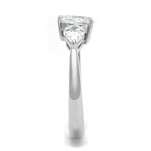 TK3138 - High polished (no plating) Stainless Steel Ring with AAA Grade CZ in Clear - Alamode - Flyclothing LLC