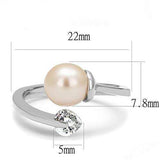 TK3139 - High polished (no plating) Stainless Steel Ring with Synthetic Pearl in Light Peach - Alamode - Flyclothing LLC