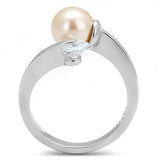 TK3139 - High polished (no plating) Stainless Steel Ring with Synthetic Pearl in Light Peach - Alamode - Flyclothing LLC