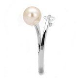 TK3139 - High polished (no plating) Stainless Steel Ring with Synthetic Pearl in Light Peach - Alamode - Flyclothing LLC