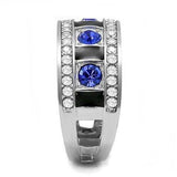 TK3141 - High polished (no plating) Stainless Steel Ring with Top Grade Crystal in Sapphire - Alamode - Flyclothing LLC