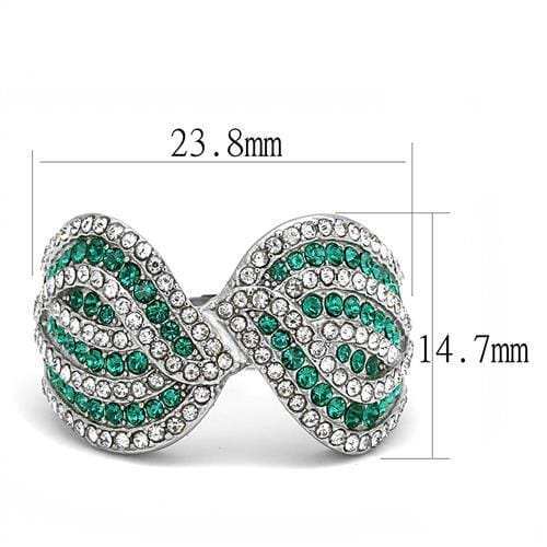 TK3142 - High polished (no plating) Stainless Steel Ring with Top Grade Crystal in Emerald - Alamode - Flyclothing LLC