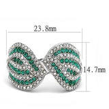 TK3142 - High polished (no plating) Stainless Steel Ring with Top Grade Crystal in Emerald - Alamode - Flyclothing LLC