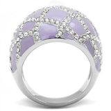 TK3143 - High polished (no plating) Stainless Steel Ring with Top Grade Crystal in Clear - Alamode - Flyclothing LLC