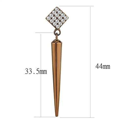TK3158 - IP Coffee light Stainless Steel Earrings with AAA Grade CZ in Clear - Alamode - Flyclothing LLC