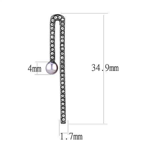 TK3161 - IP Light Black (IP Gun) Stainless Steel Earrings with Synthetic Pearl in Light Amethyst - Alamode - Flyclothing LLC