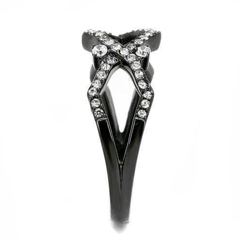 TK3165 - IP Black(Ion Plating) Stainless Steel Ring with AAA Grade CZ in Clear - Alamode - Flyclothing LLC