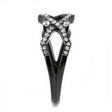 TK3165 - IP Black(Ion Plating) Stainless Steel Ring with AAA Grade CZ in Clear - Alamode - Flyclothing LLC