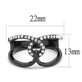 TK3166 - IP Black(Ion Plating) Stainless Steel Ring with Top Grade Crystal in Clear - Alamode - Flyclothing LLC