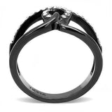 TK3166 - IP Black(Ion Plating) Stainless Steel Ring with Top Grade Crystal in Clear - Alamode - Flyclothing LLC