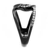 TK3166 - IP Black(Ion Plating) Stainless Steel Ring with Top Grade Crystal in Clear - Alamode - Flyclothing LLC