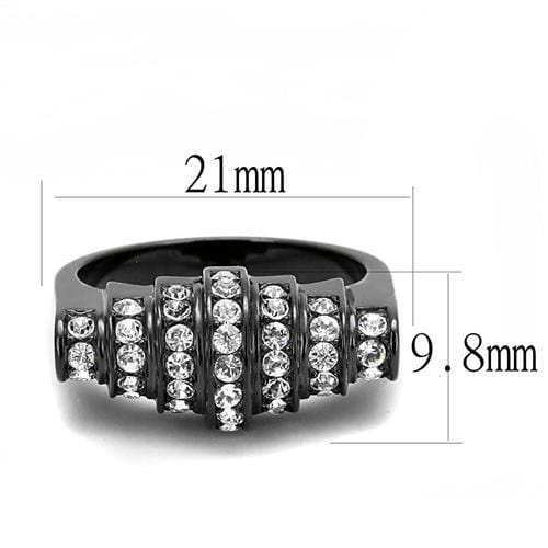 TK3167 - IP Black(Ion Plating) Stainless Steel Ring with Top Grade Crystal in Clear - Alamode - Flyclothing LLC