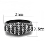 TK3167 - IP Black(Ion Plating) Stainless Steel Ring with Top Grade Crystal in Clear - Alamode - Flyclothing LLC