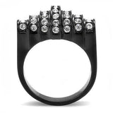 TK3167 - IP Black(Ion Plating) Stainless Steel Ring with Top Grade Crystal in Clear - Alamode - Flyclothing LLC