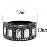 TK3168 - IP Black(Ion Plating) Stainless Steel Ring with AAA Grade CZ in Clear - Alamode - Flyclothing LLC