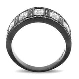 TK3168 - IP Black(Ion Plating) Stainless Steel Ring with AAA Grade CZ in Clear - Alamode - Flyclothing LLC