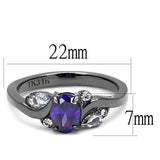 TK3169 - IP Light Black (IP Gun) Stainless Steel Ring with AAA Grade CZ in Tanzanite - Alamode - Flyclothing LLC