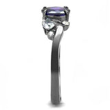 TK3169 - IP Light Black (IP Gun) Stainless Steel Ring with AAA Grade CZ in Tanzanite - Alamode - Flyclothing LLC