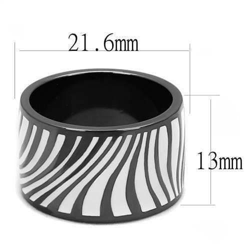 TK3171 - IP Light Black (IP Gun) Stainless Steel Ring with Epoxy in White - Alamode - Flyclothing LLC