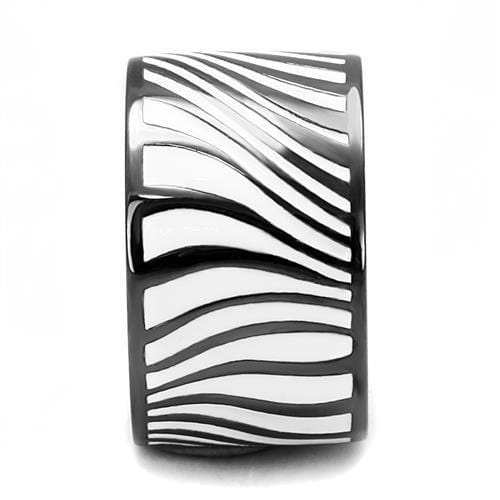 TK3171 - IP Light Black (IP Gun) Stainless Steel Ring with Epoxy in White - Alamode - Flyclothing LLC