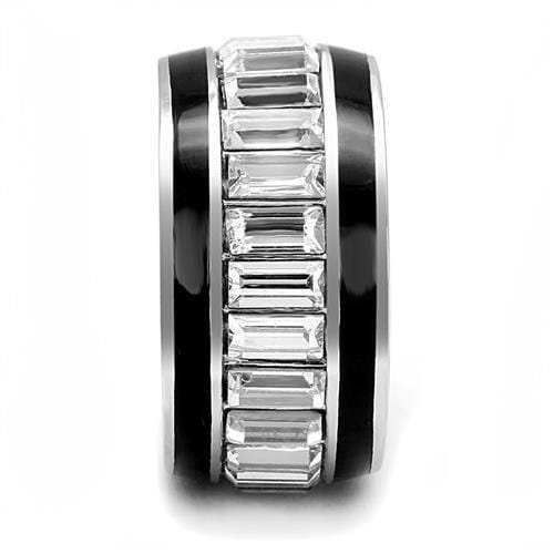 TK3173 - High polished (no plating) Stainless Steel Ring with Top Grade Crystal in Clear - Alamode - Flyclothing LLC