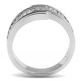 TK3174 - High polished (no plating) Stainless Steel Ring with Top Grade Crystal in Clear - Alamode - Flyclothing LLC