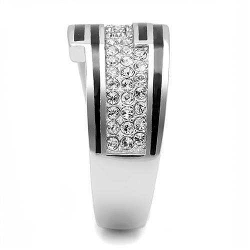 TK3174 - High polished (no plating) Stainless Steel Ring with Top Grade Crystal in Clear - Alamode - Flyclothing LLC
