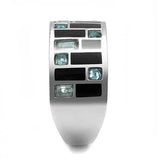 TK3175 - High polished (no plating) Stainless Steel Ring with Synthetic Synthetic Glass in Sea Blue - Alamode - Flyclothing LLC