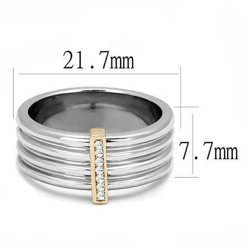 TK3176 - Two-Tone IP Rose Gold Stainless Steel Ring with Top Grade Crystal in Clear - Alamode - Flyclothing LLC