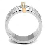 TK3176 - Two-Tone IP Rose Gold Stainless Steel Ring with Top Grade Crystal in Clear - Alamode - Flyclothing LLC