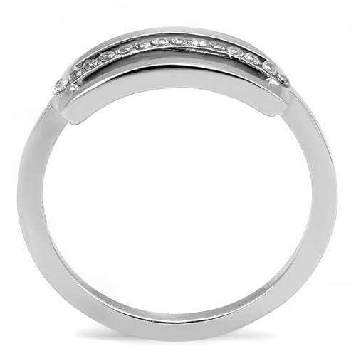 TK3177 - High polished (no plating) Stainless Steel Ring with AAA Grade CZ in Clear - Alamode - Flyclothing LLC